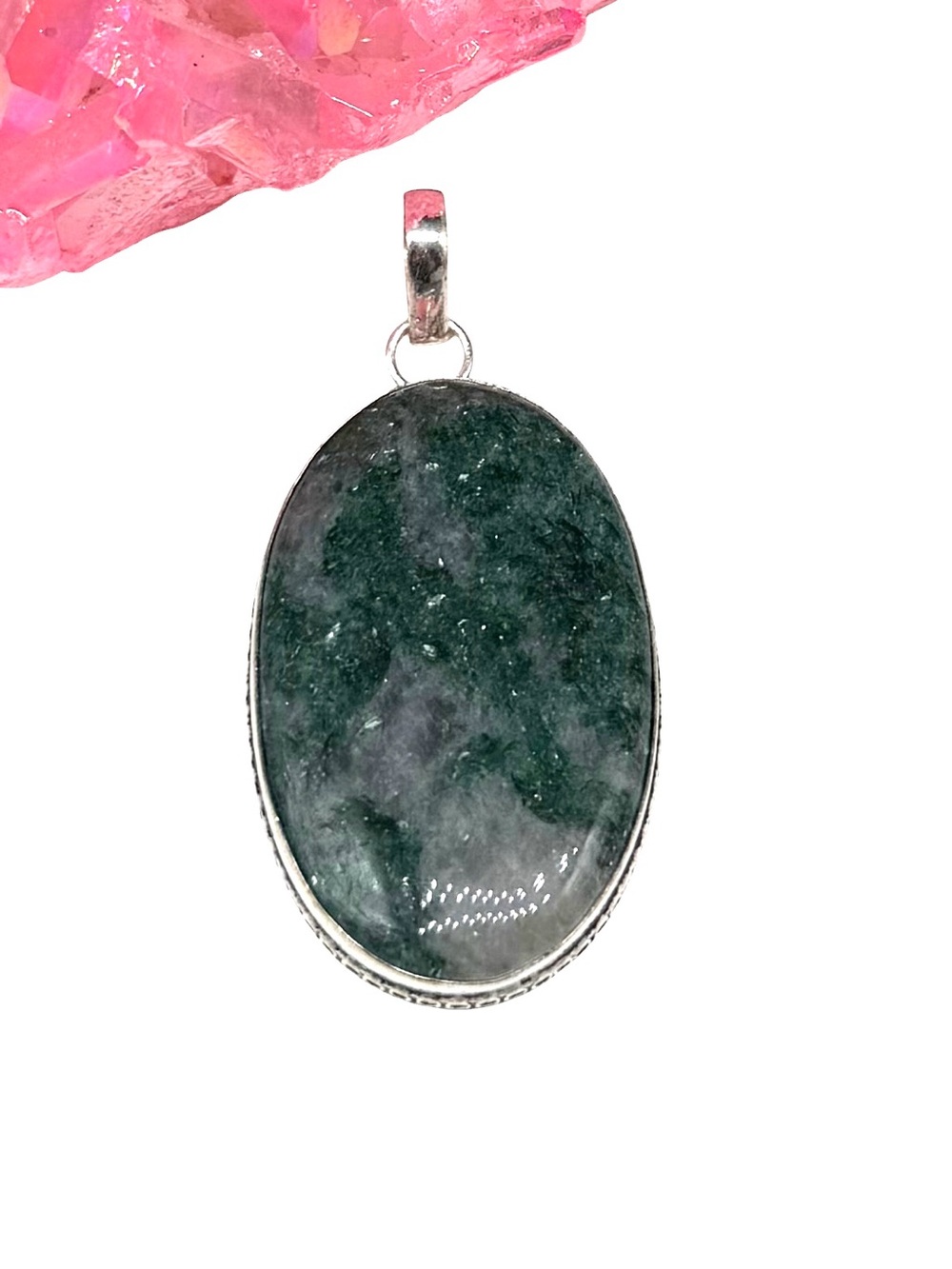 Green Aventurine Necklace Pendant 925 Sterling Silver Overlay